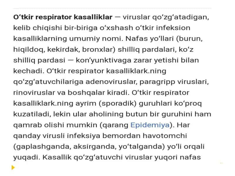Ótkir respirator kasalliklar 2