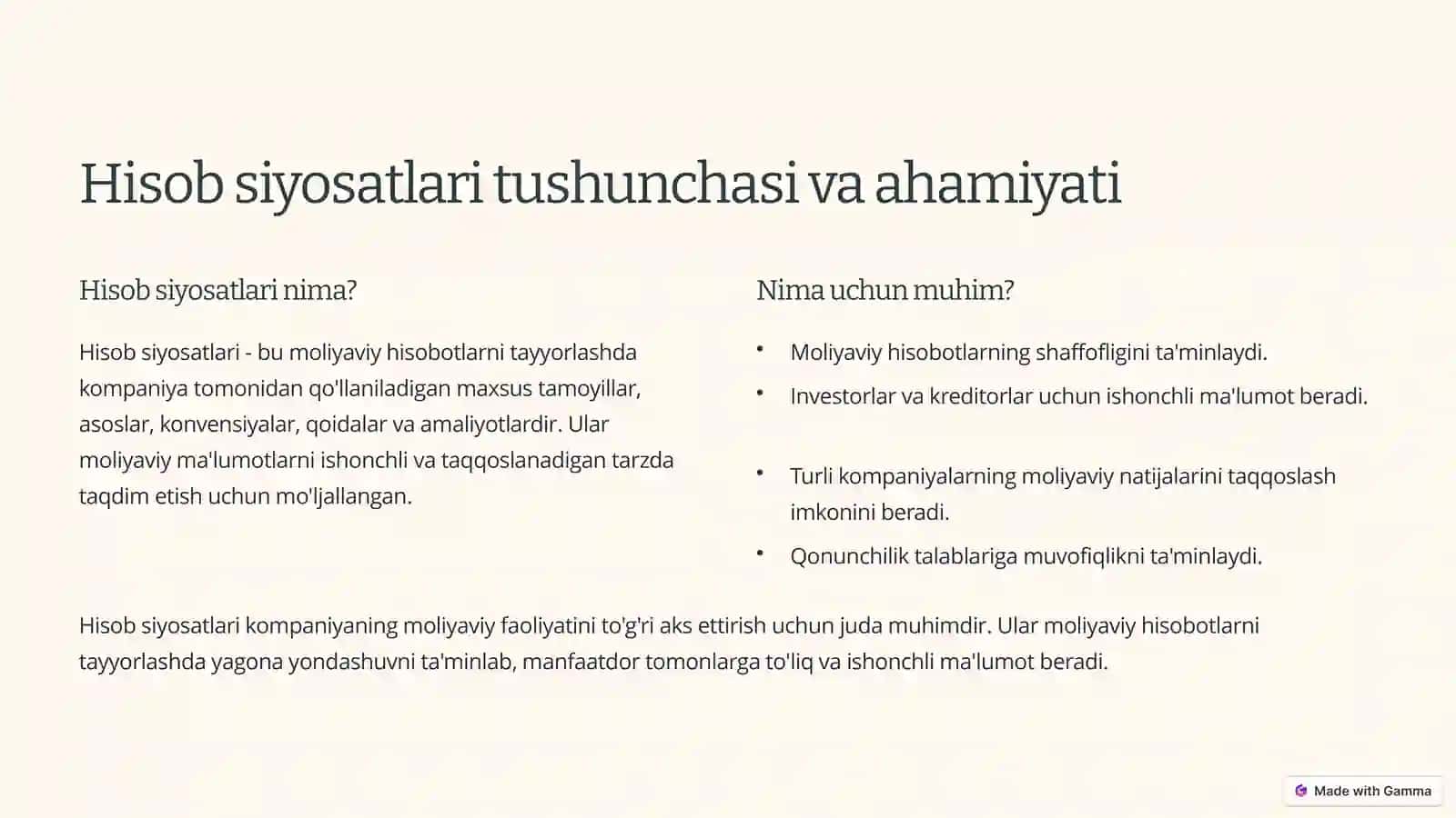 Hisob Siyosatlari va Hisoblab Chiqilgan Baholardagi O'zgarishlar va Xatolar 2