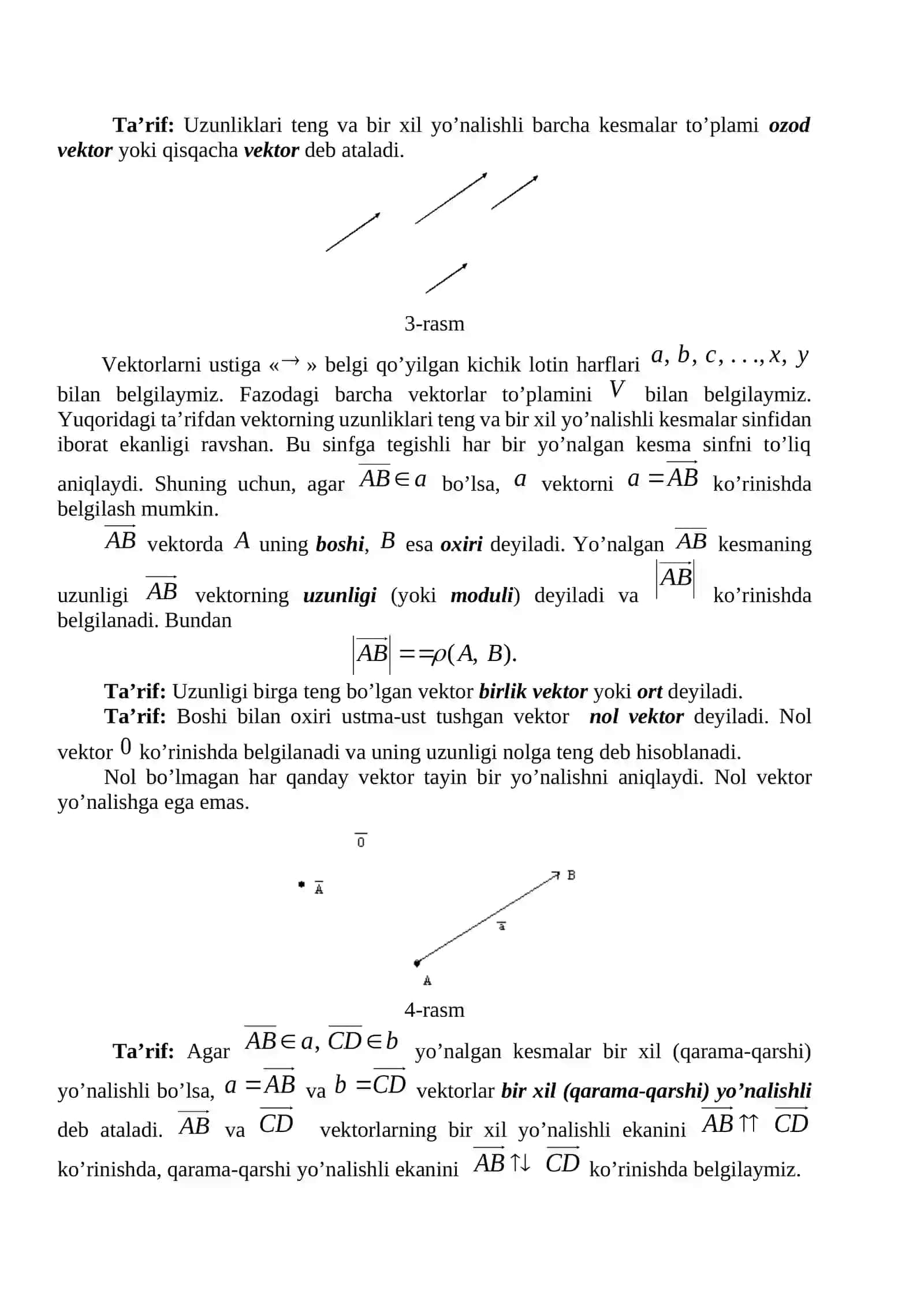 Vektorlar va ular ustida amallar 2