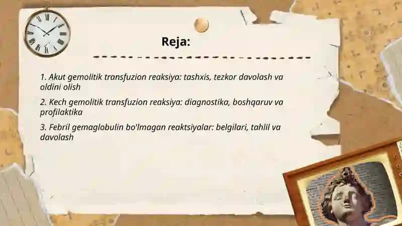 Transfuzialogiya asoratlari,ularni tashxislash, davolash va uni oldini olish usullari 2