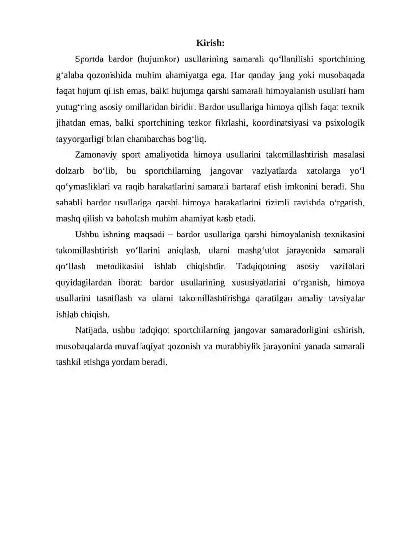 Bardor usullariga himoyalanish usullarini takomillashtirish 2
