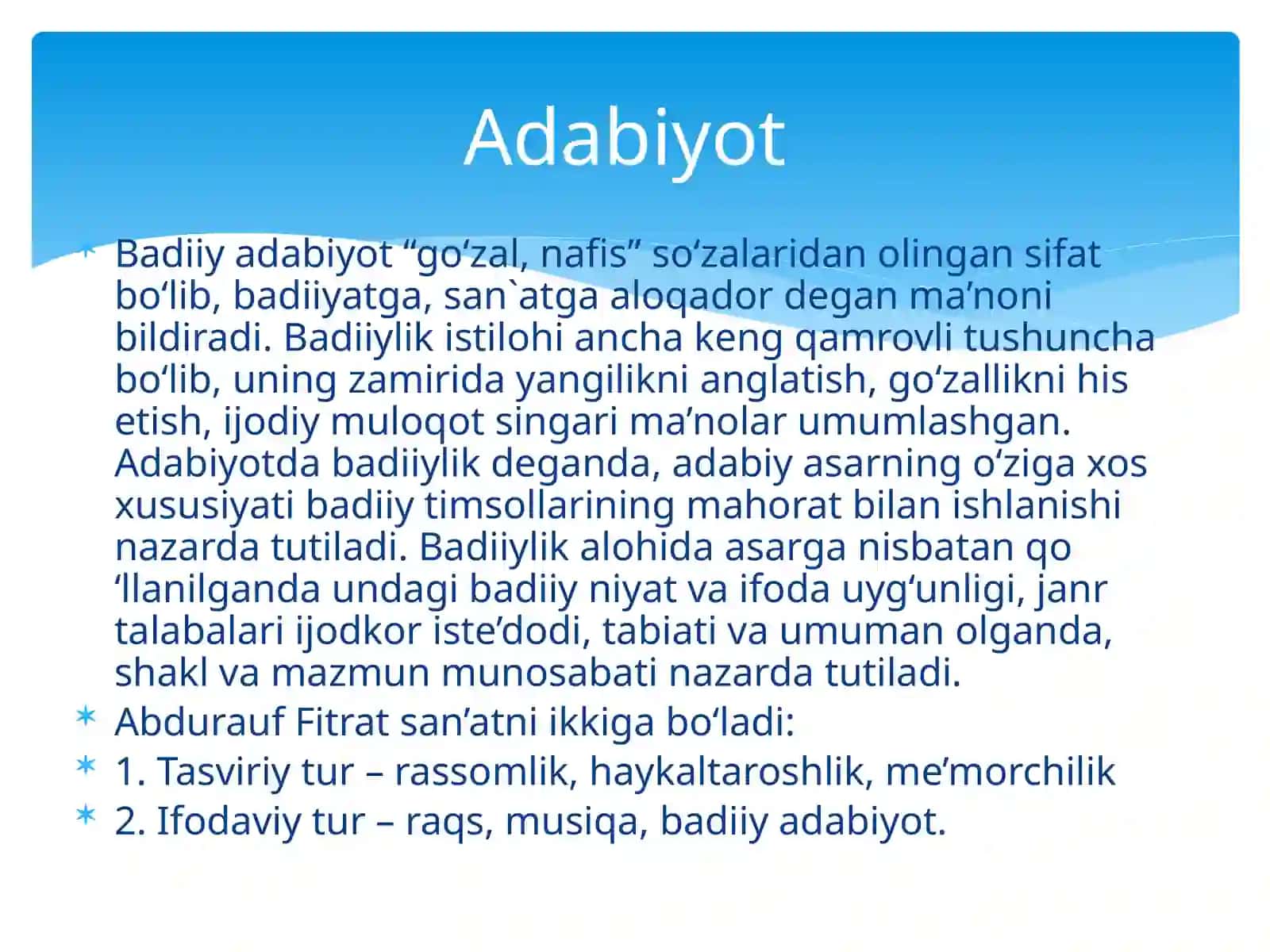 Badiiylik belgilari va mezonlari 2