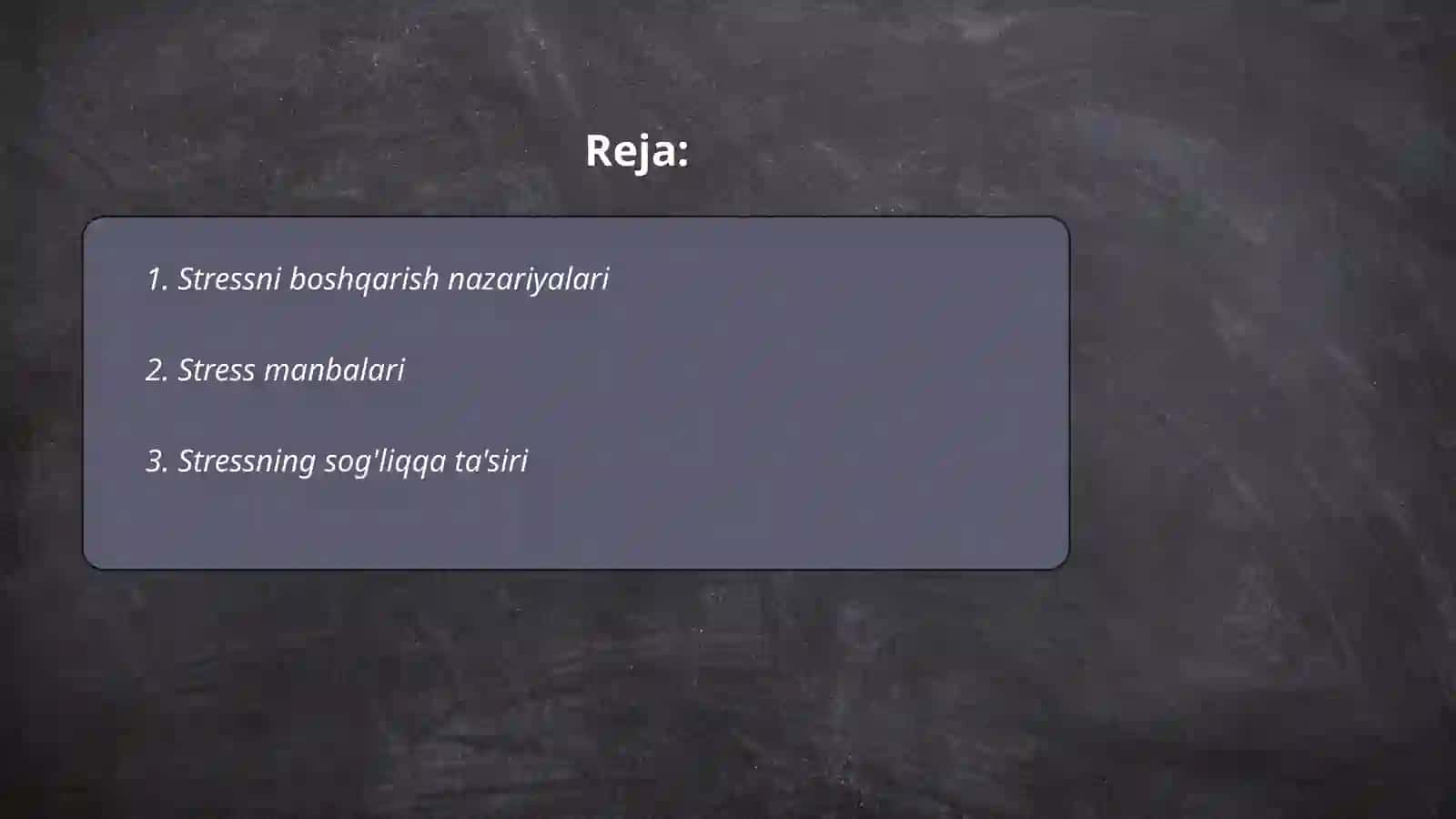 NIZO VA STRESSNI BOSHQARISH 2