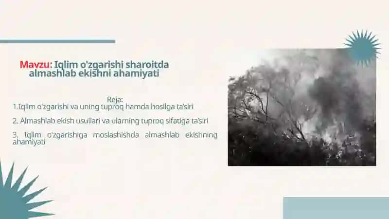 Iqlim o'zgarishi sharoitda almashlab ekishni ahamiyati 2