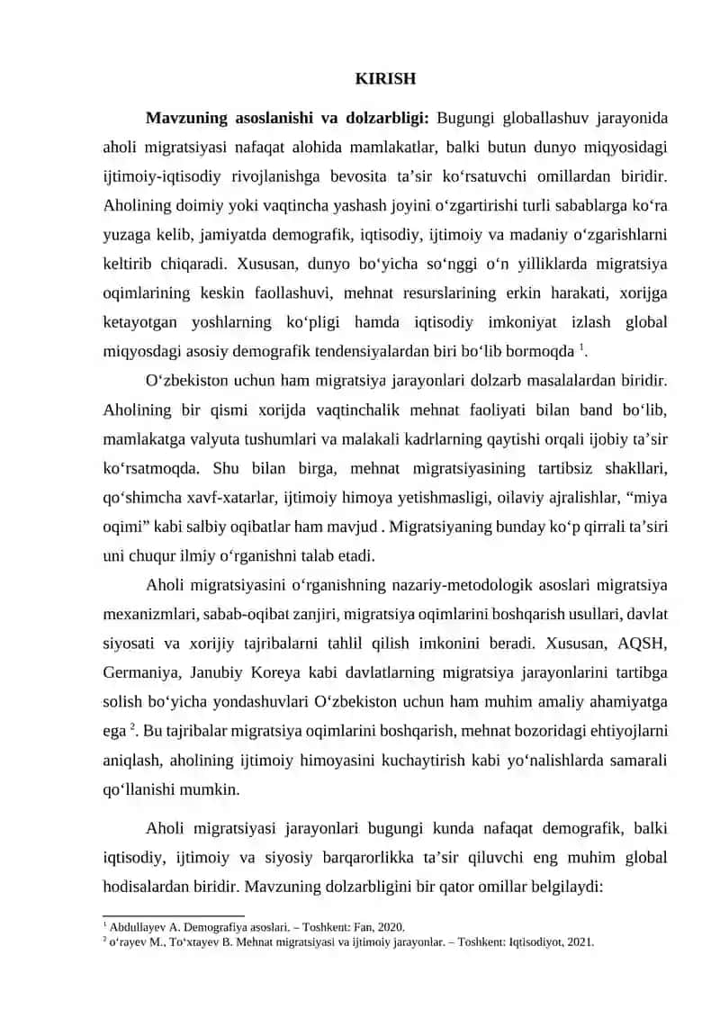 Aholi migratsiyasi va uning salbiy oqibatlari 2