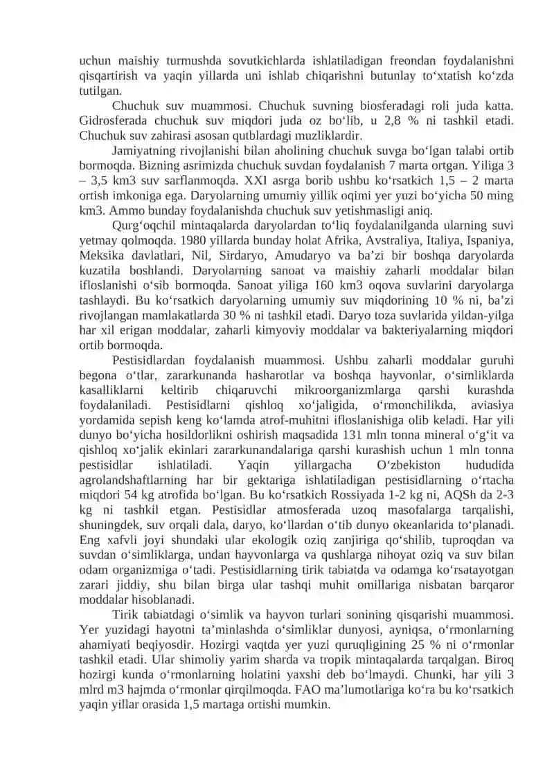 Atrof-muhitni ekologik muammolari 2