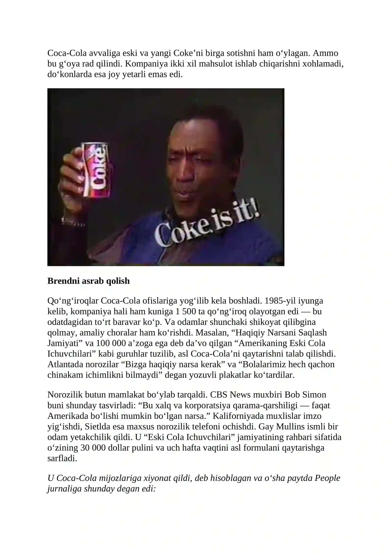 Coca-Cola "New Coke" kampaniyasi 2