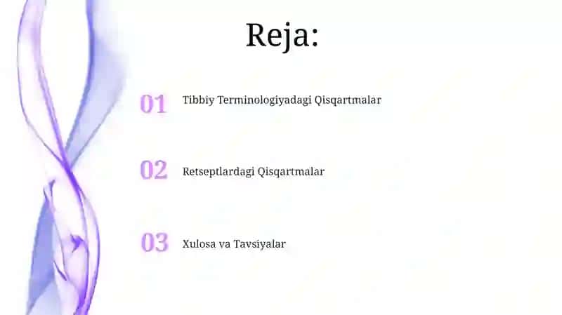 Retseptlardagi Qisqartmalar 2