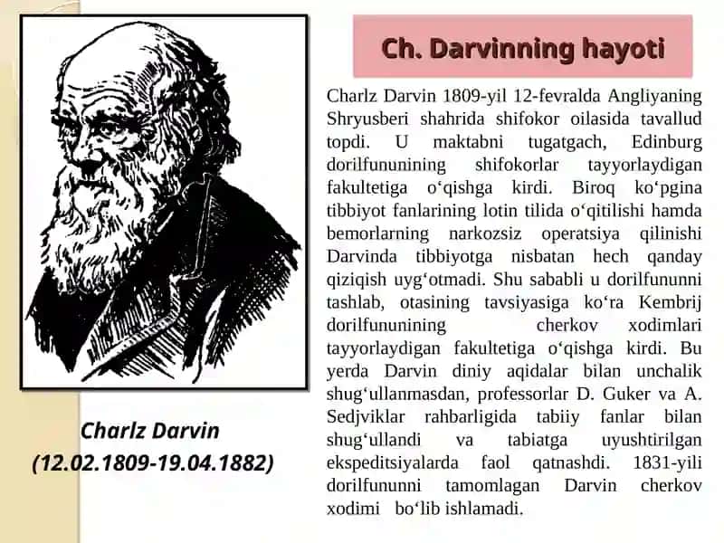 ORGANIK OLAM EVOLYUTSIYASI HAQIDA CHARLZ DARVIN TA’LIMOTI 2