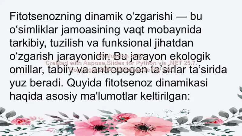 Fitotsenoz dinamikasi 2