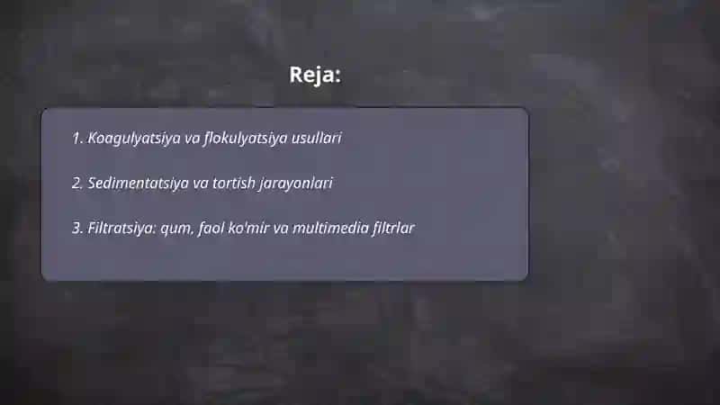 Ifloslangan suvni tozalash 2