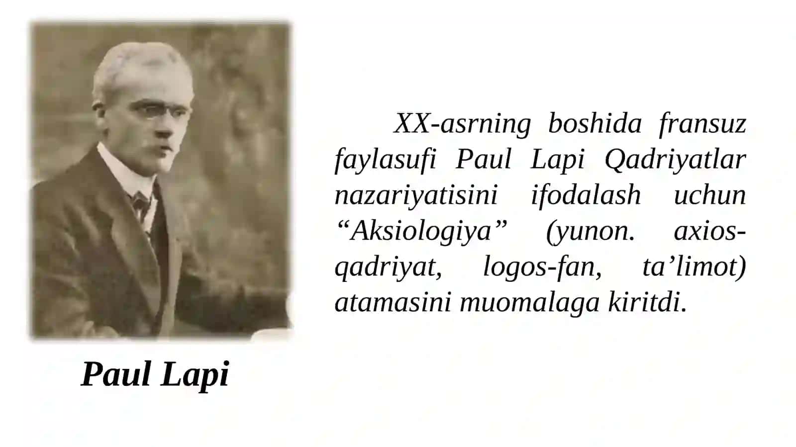 Qadriyatlar falsafasi (aksiologyia) mavzusida bir soatlik dars ishlanma 2