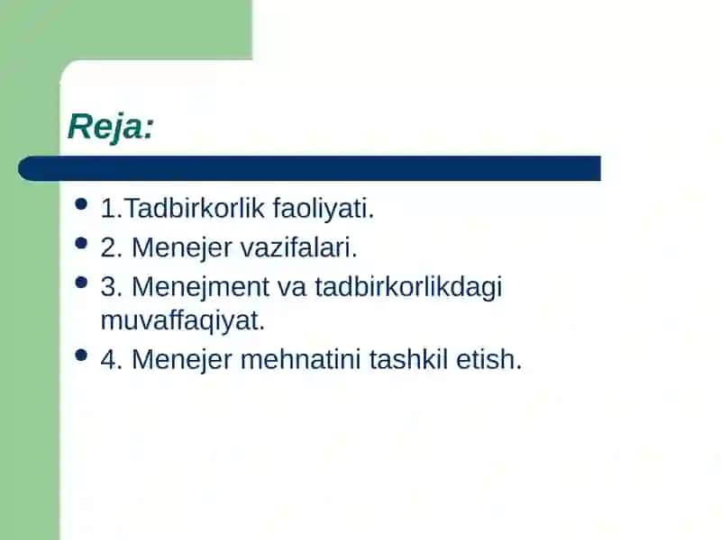 Tadbirkorlik faoliyati va menejment 2