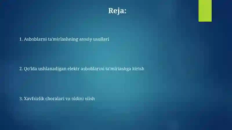 Qo‘l elektr asboblarini tuzatish ishlari 2