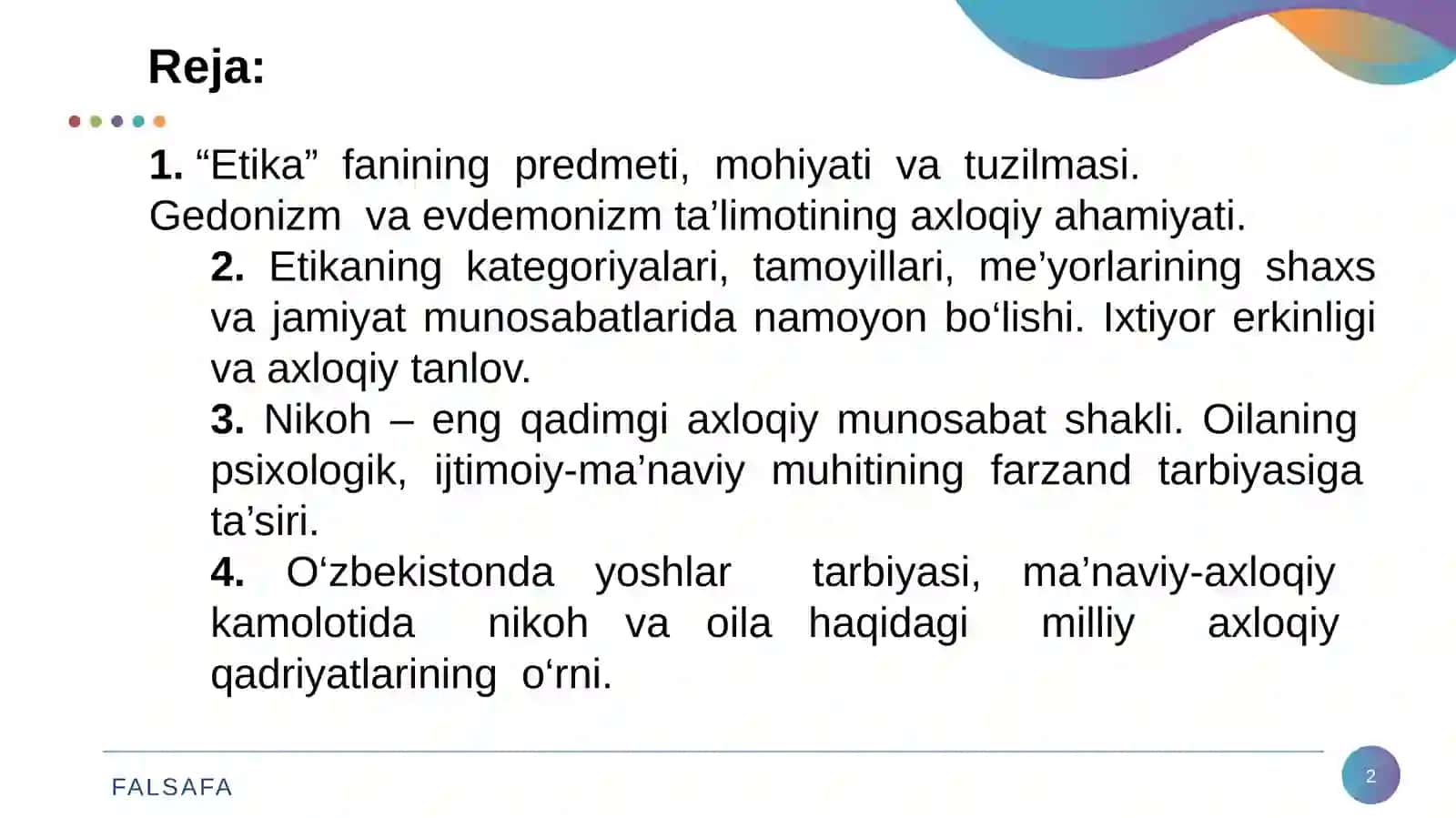 Etika fanining predmeti va mohiyati 2