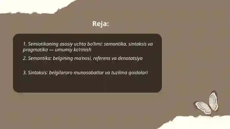 Semiotikaning asosiy uchta bo‘limi Charles Moriss 2