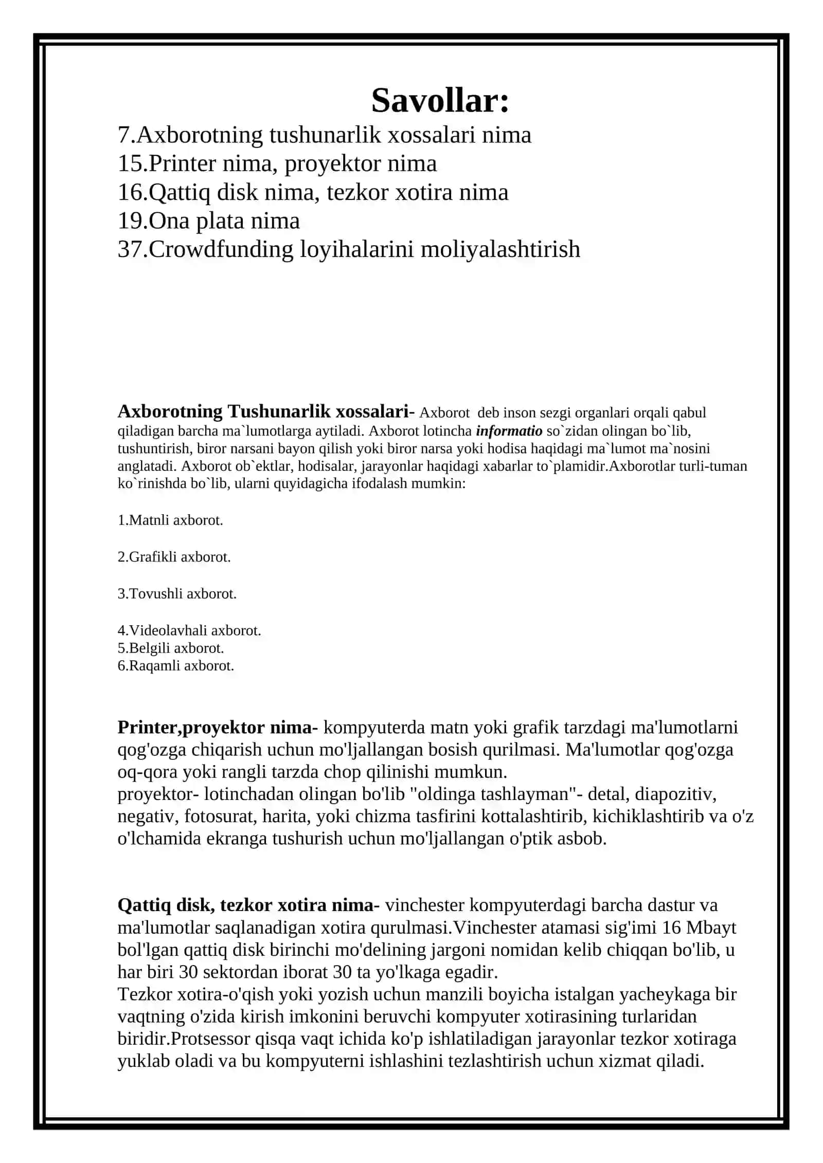 Informatika va raqamli texnologiya 2