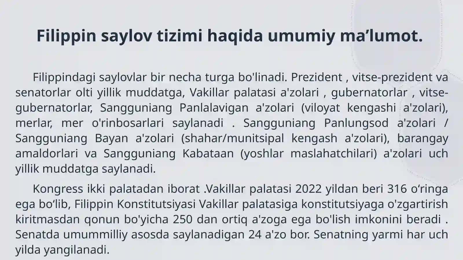 FILIPPIN SAYLOV TIZIMI. 2