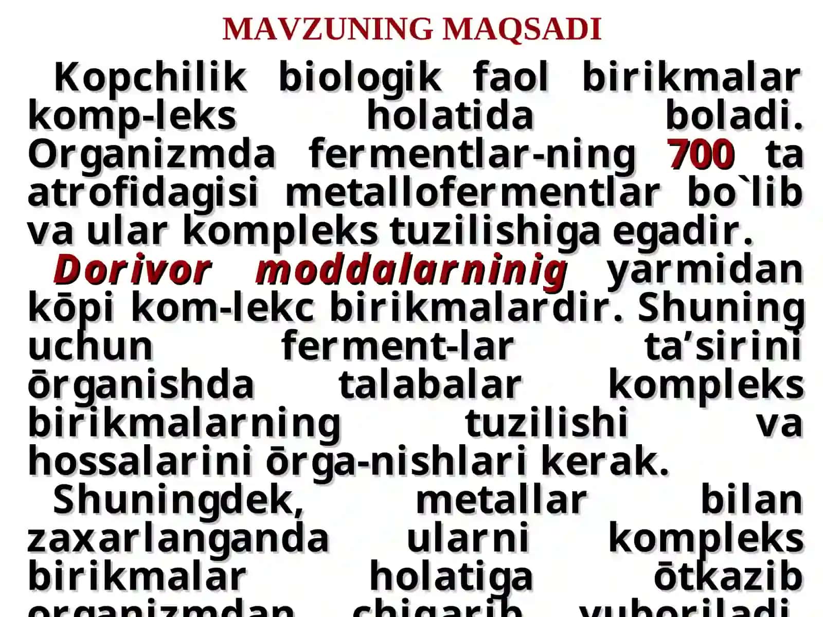 BIologik faol birikmalar kompleksi 2