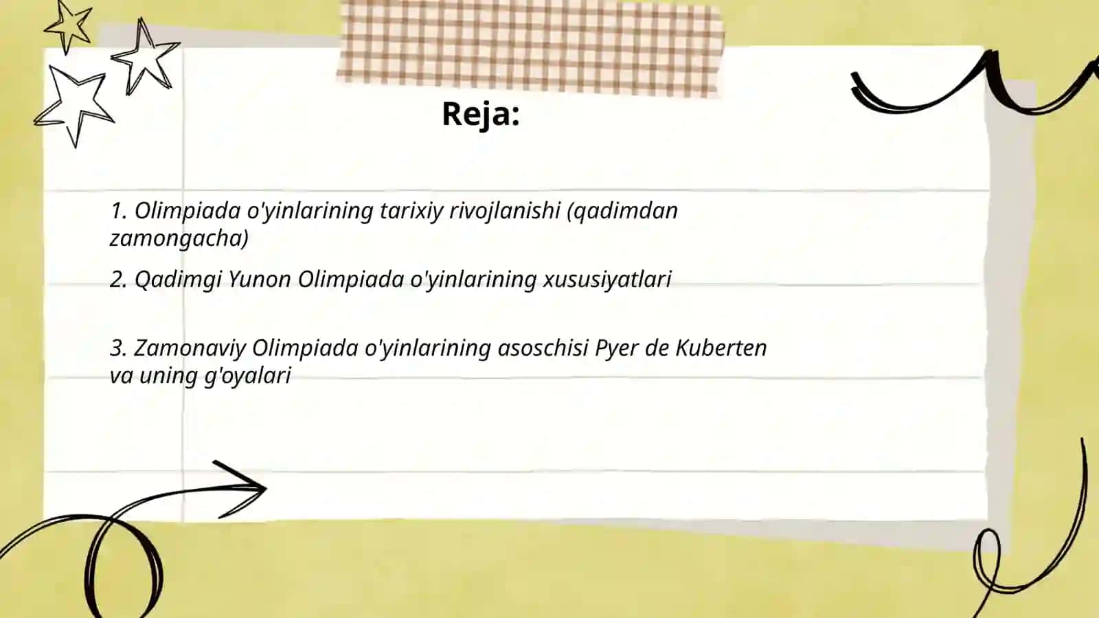 Olimpiada o'yinlari haqida ma'lumot to'plash 2