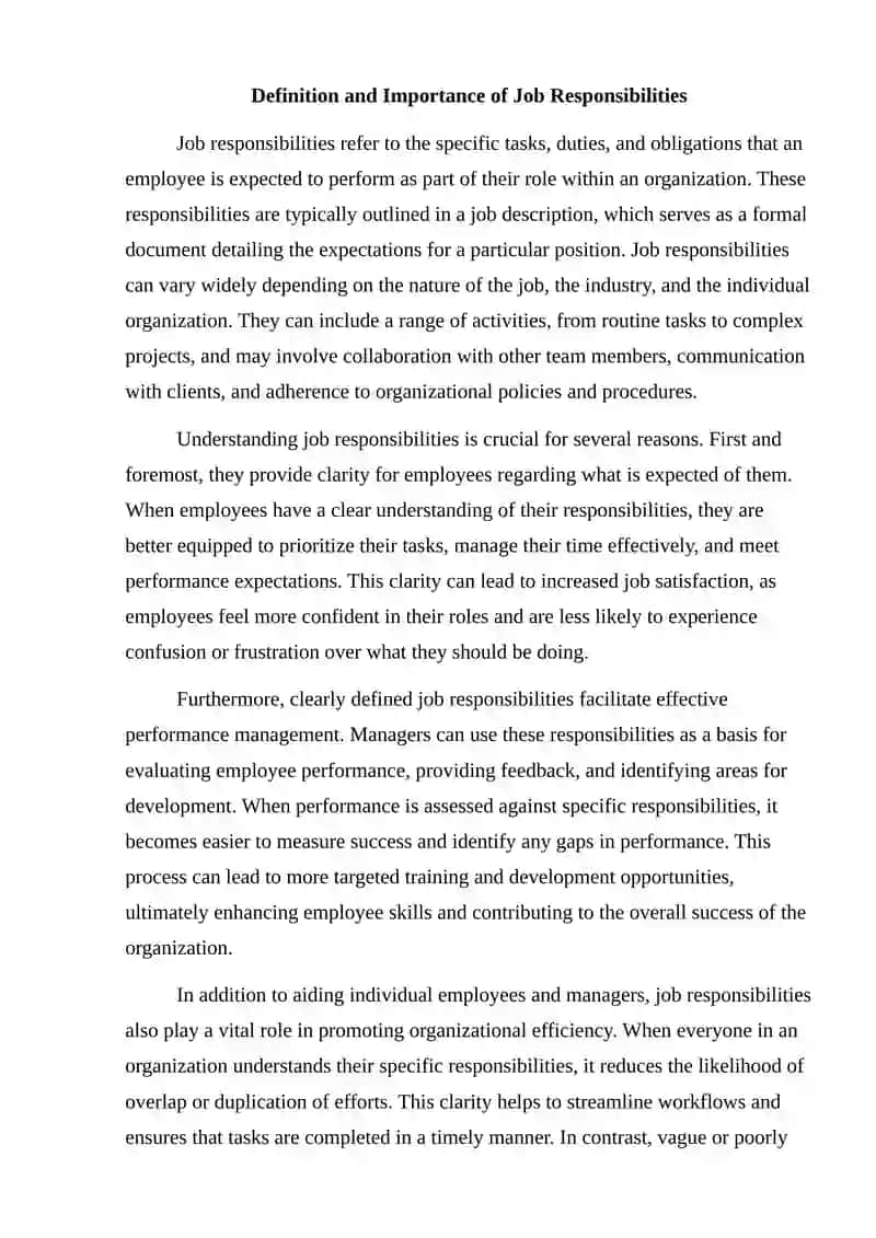 Job responsibilities 2
