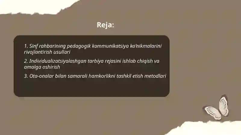 Sinf rahbarining tarbiyaviy faoliyati samaradorligini oshirish usullari 2