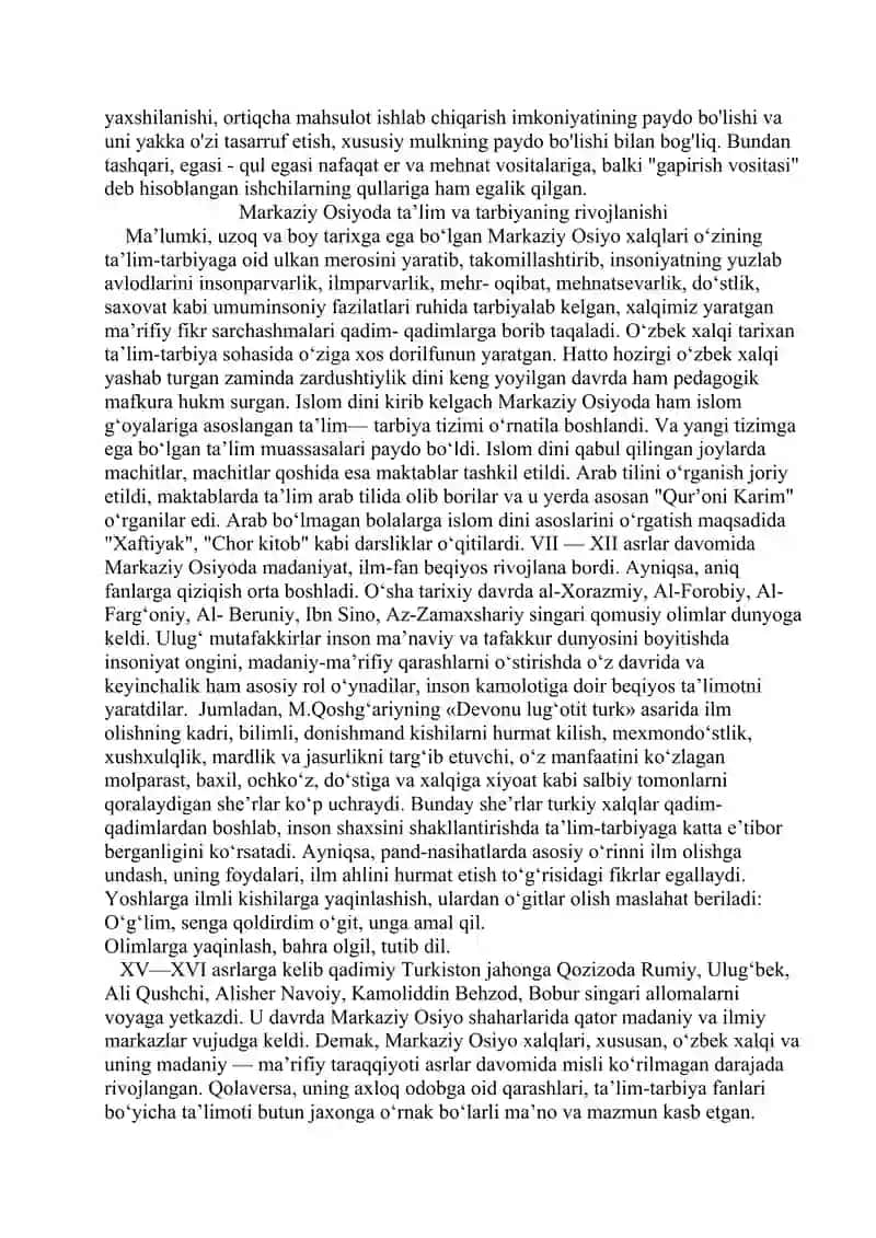 Insoniyat tarixida tarbiya va ta'limning rivojlanish bosqichlari 2