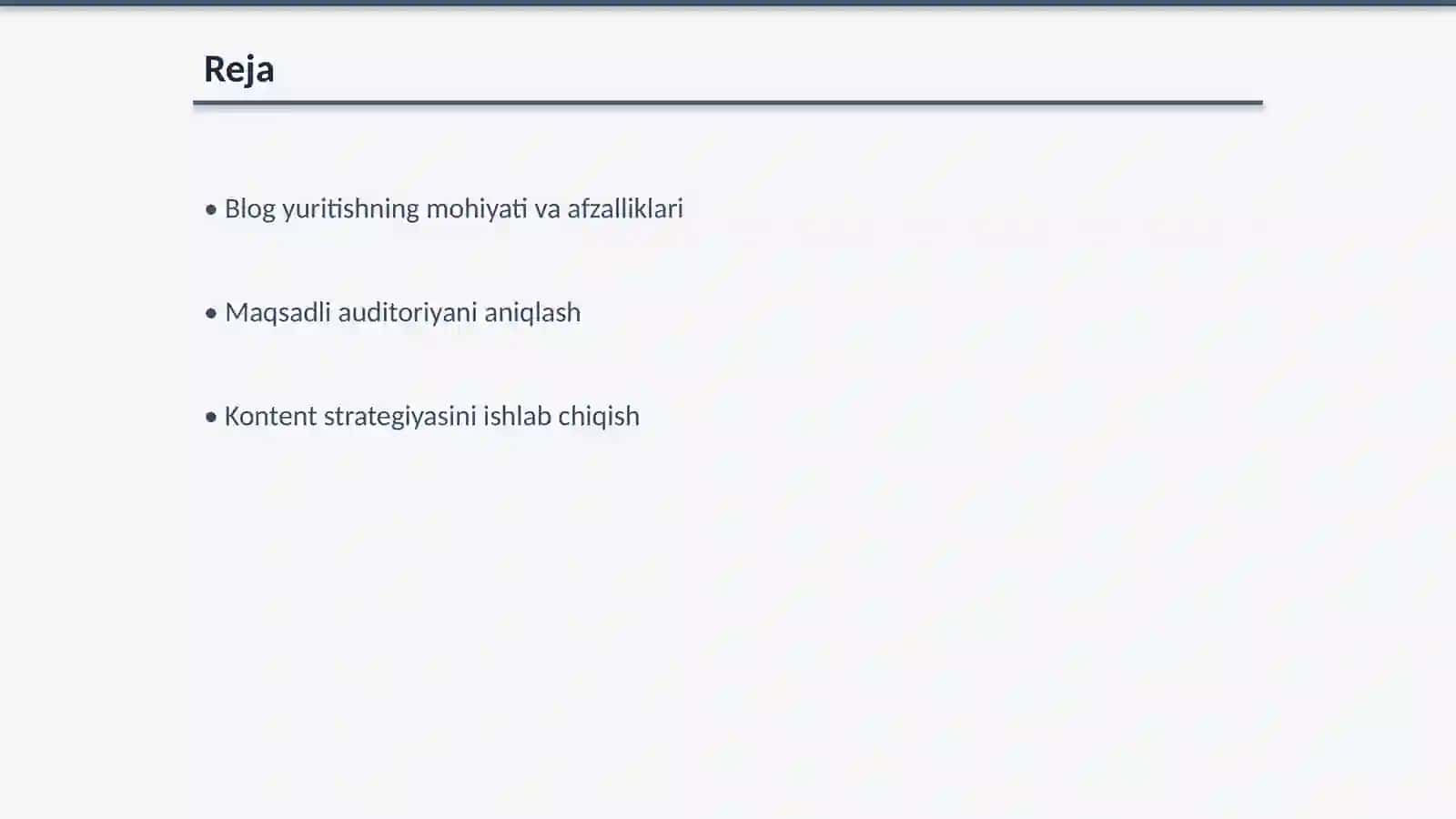 Blog yuritish va kontent reja tuzish 2