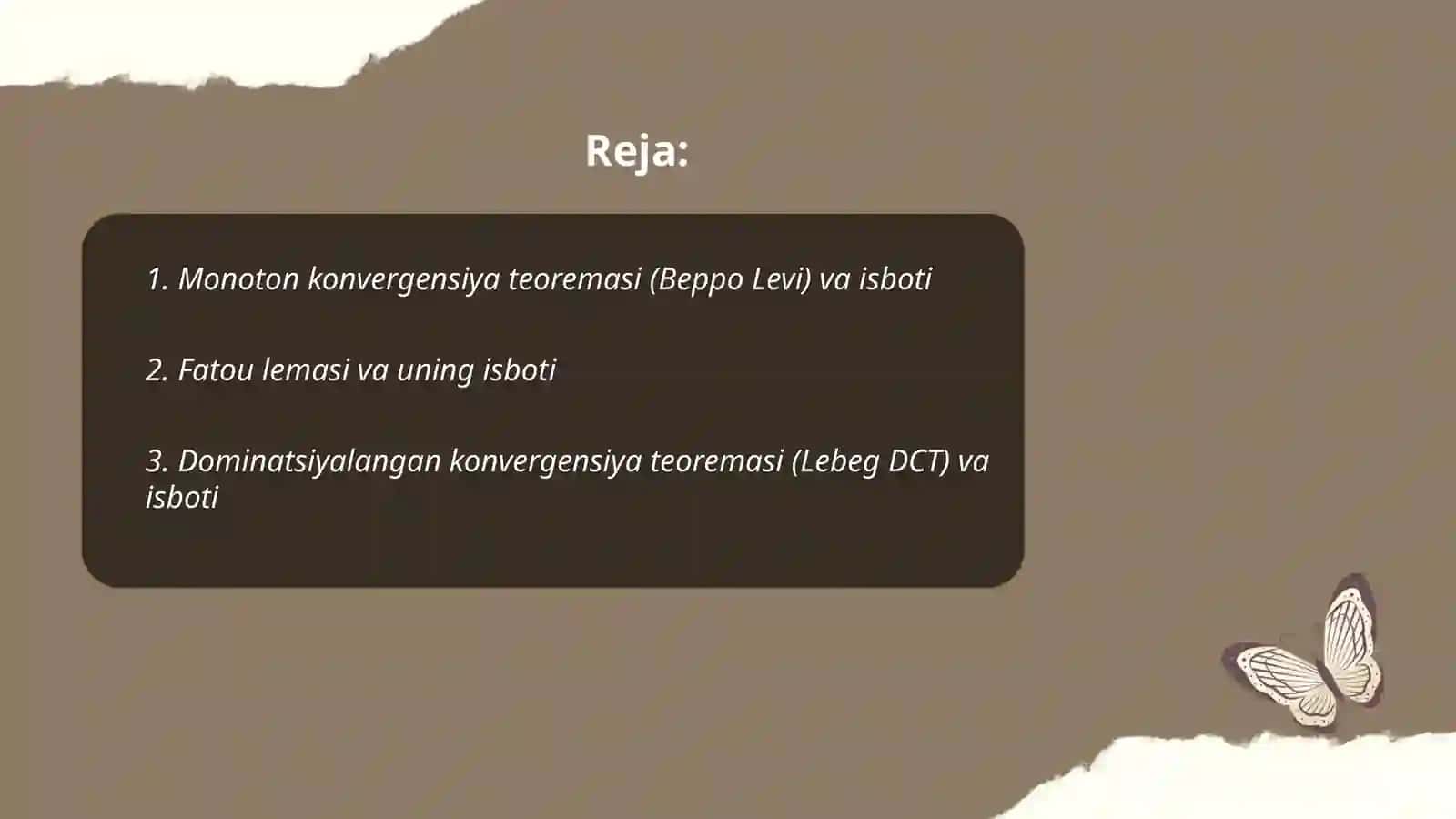 Lebeg integrali haqidagi teoremalar isbotlari 2