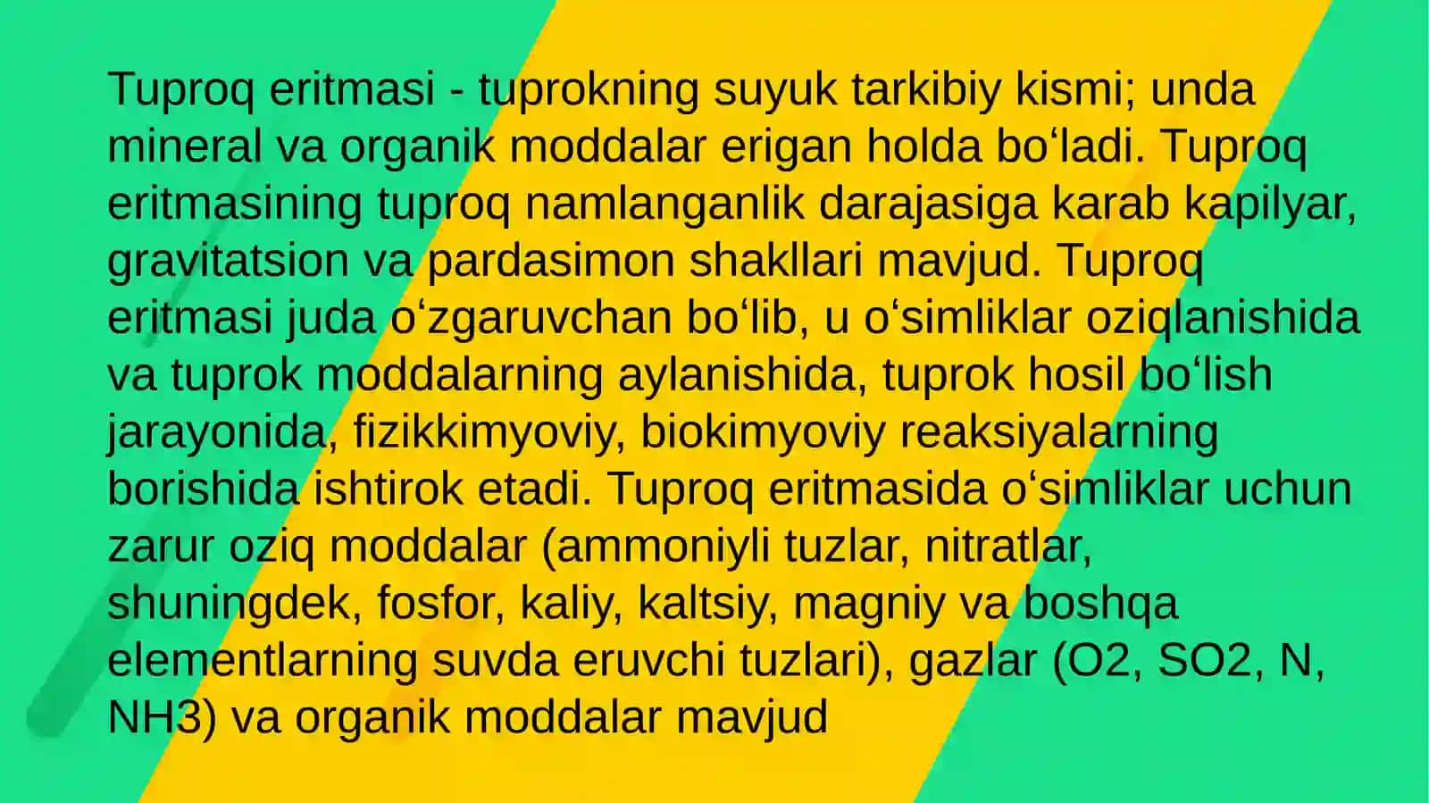 Tuproq eritmasi, havosi, unumdorligi 2