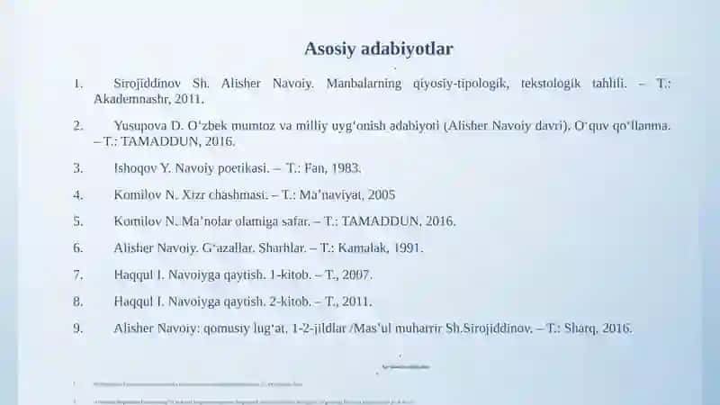 ALISHER NAVOIY ILMIY MEROSI 2