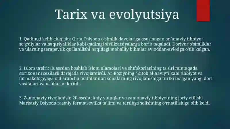 Farmatsiyani Rivojlanishi 2