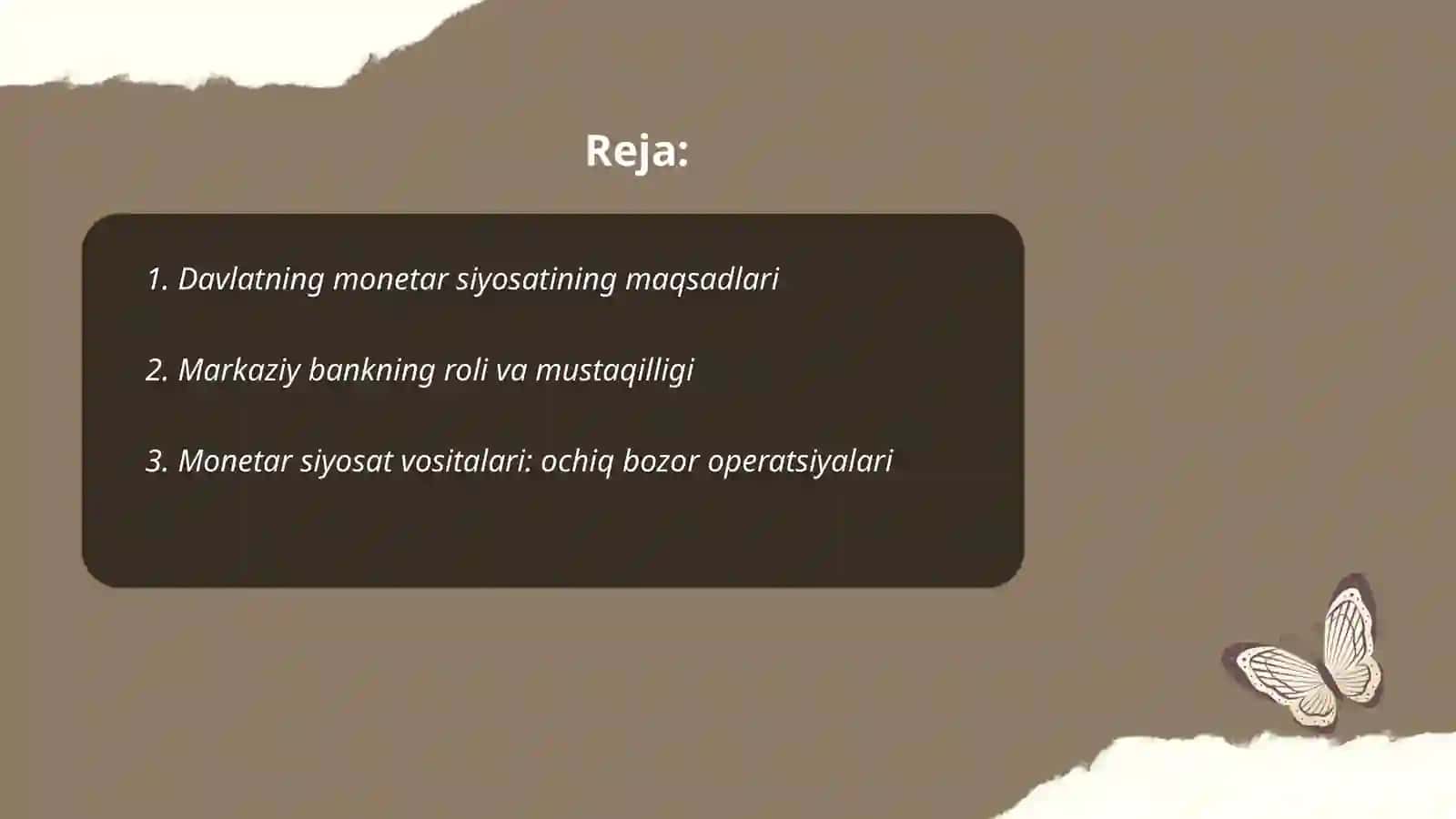 Davlatning monetar siyosati 2