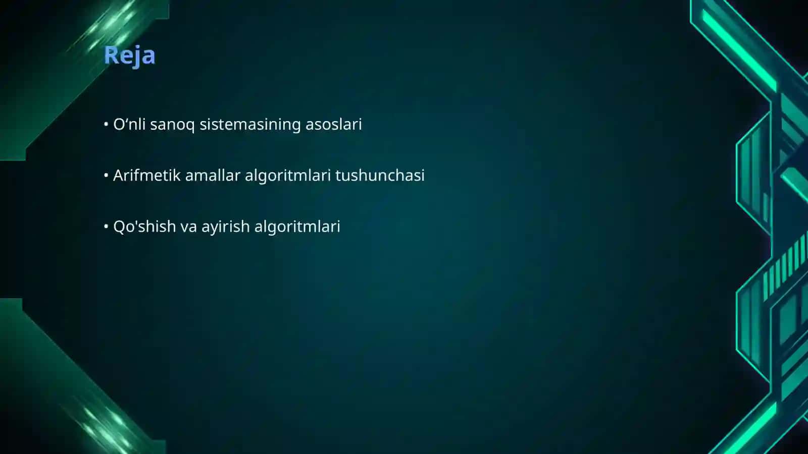 Oʻnli sanoq sistemasida arifmetik amallar algoritimi 2