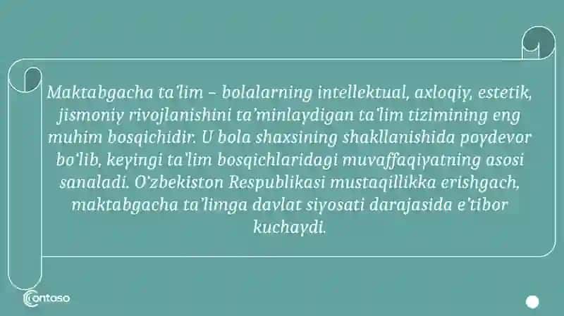 O‘zbekiston Respublikasi maktabgacha ta’lim konsepsiyasi 2
