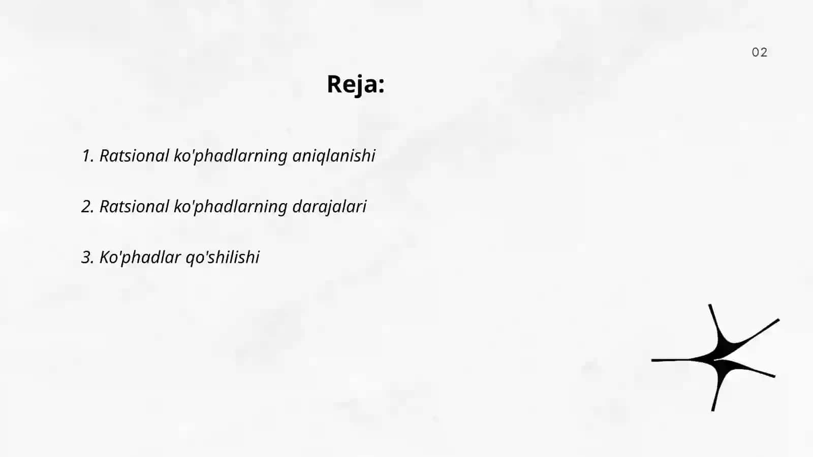 Ratsional koefitsientli ko‘phadlar 2