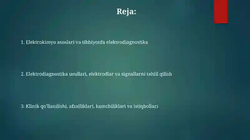 Elektrokimyo -tibbiyotda elektrodiagnostika asosi 2