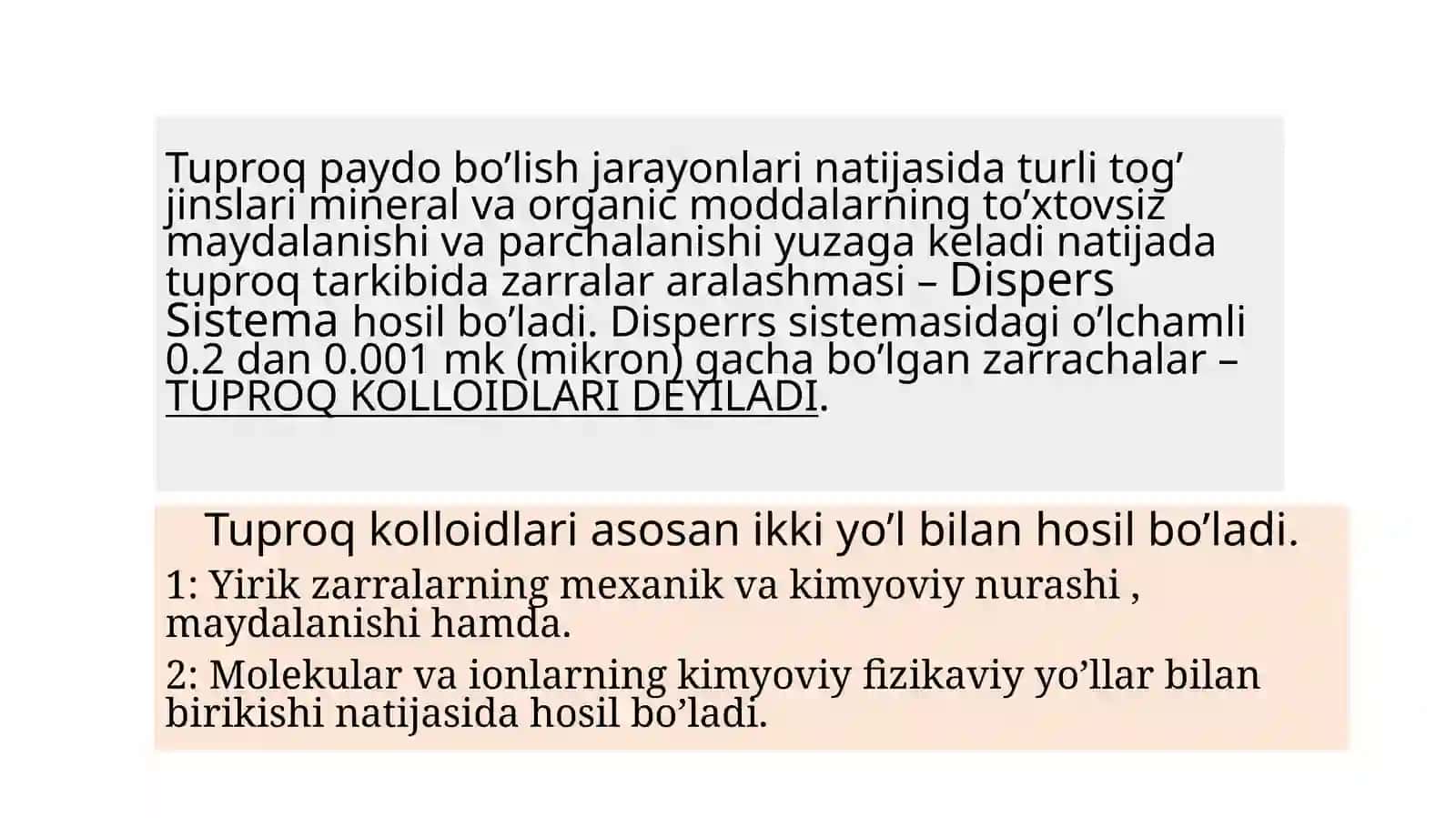 Tuproq kolloidlari va singdirish qobiliyati 2
