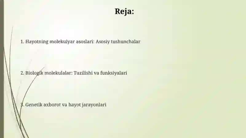 Hayotning Molekulyarasoslar 2