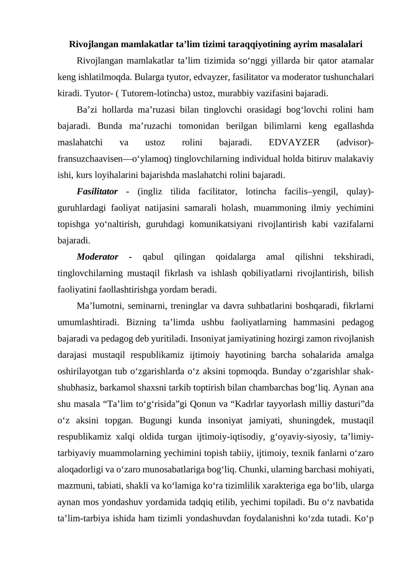 Rivojlangan mamlakatlarda maktabgacha ta’lim tizimi 2