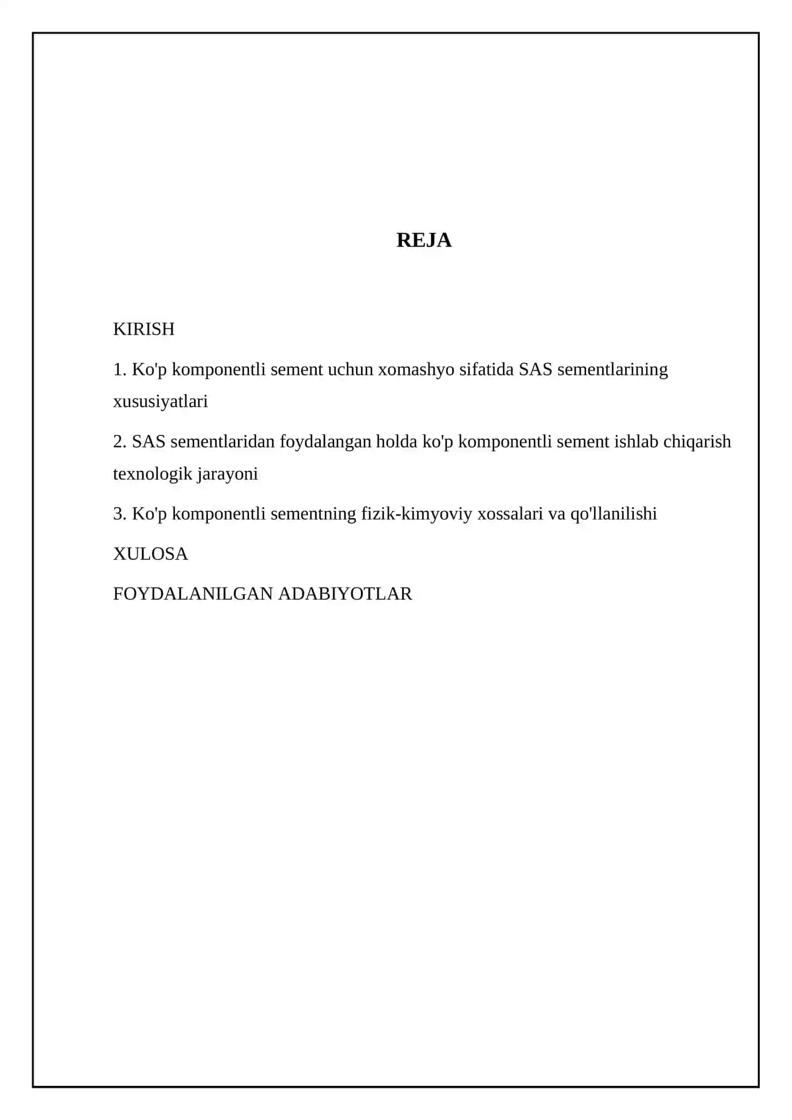 Sas sementlar asosida kop kompanentli sement ishlab chiqarish 2