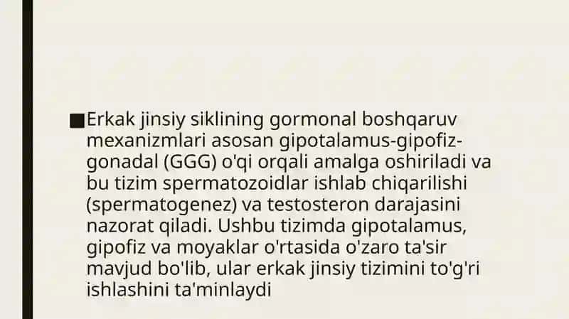 Erkak jinsiy siklining gormonal boshqaruv mexanizmlari 2