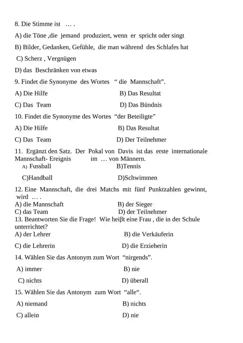 Teste für die 10. Klasse 2