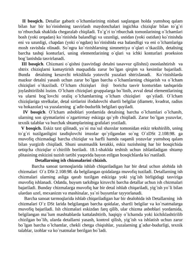 Detalning eskizini tuzish bosqichlari. 2