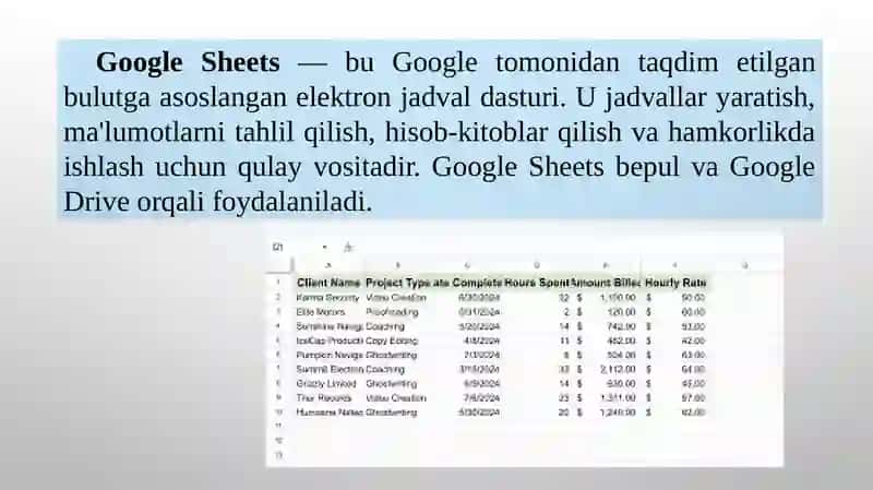 GoogleSheets 2