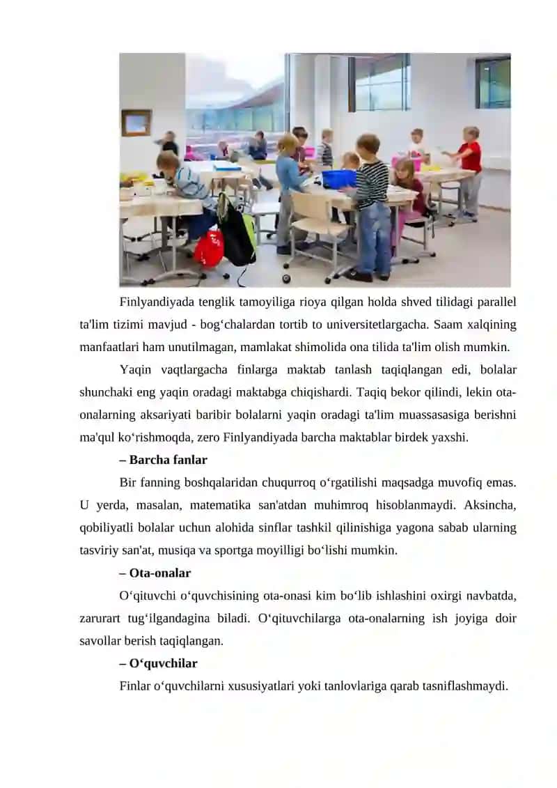 FINLYANDIYA TA'LIM TIZIMI 2