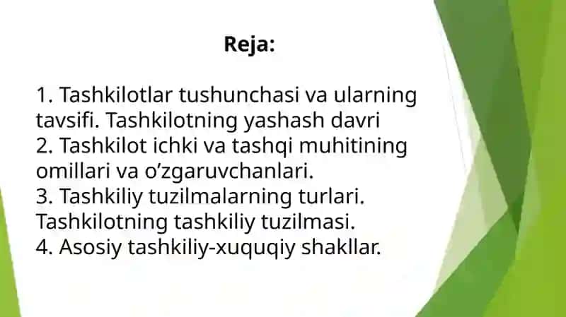 Tashkilotlar va ularni boshqarish 2