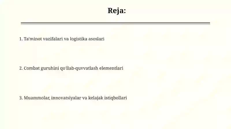 Jangovor guruhning jangovor ta'minoti 2
