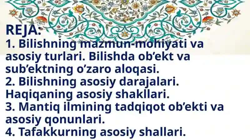 Bilishfalsafasi(Gnoseologiya)vamantiq 2