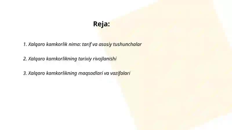 Xalqaro kamkorlik nima 2